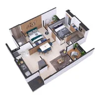 Nexus Prime Square Moshi 2 BHK Floor Plan Image